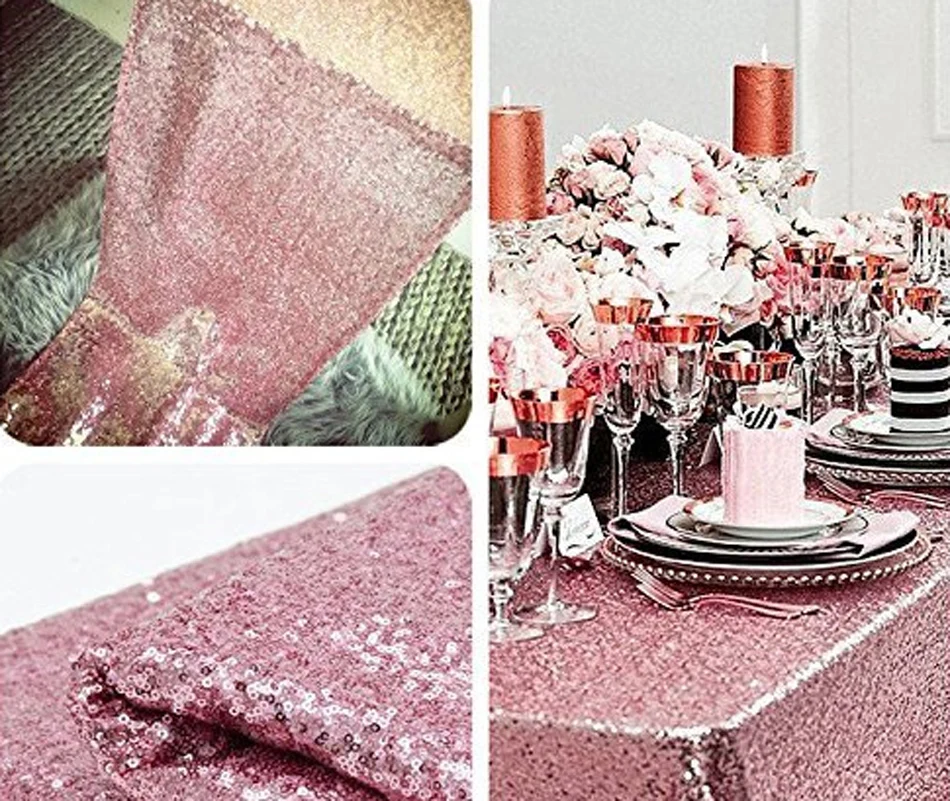 Оптовая продажа розовая приблизительная круглая скатерть с блестками 132 дюйма