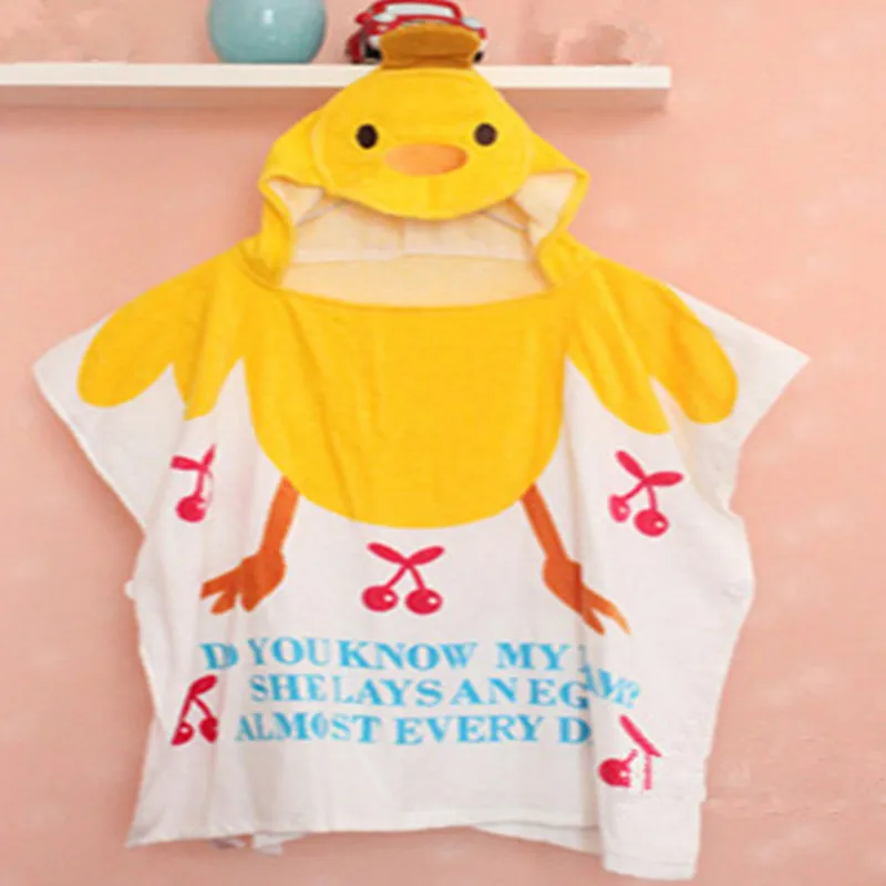 Little Duck Горячая Распродажа, хлопок, детское пляжное платье, детский банный халат, пляжное полотенце, накидка, детское банное полотенце с капюшоном с мультяшными животными - Цвет: Little Duck