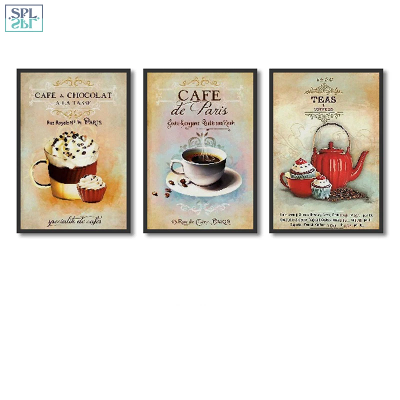 SPLSPL Abstract Ornamentation Retro Kitchen Room Decor Coffee Dessert Wall Art A4 Print Canvas Poster and Painting | Дом и сад