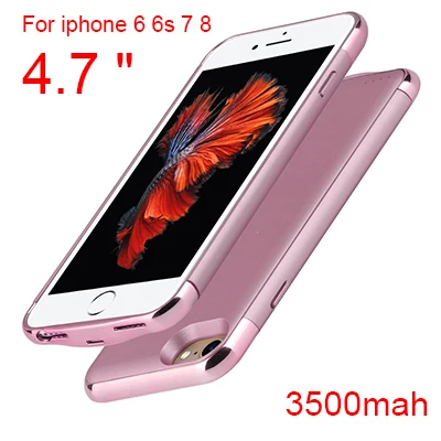 Зарядное устройство для iPhone 8 7 6 6s Plus зарядное устройство Powerbank ультра тонкий внешний чехол для телефона для iPhone 6, 6 S 7 8 X XS - Цвет: Rosy for 6 6s 7 8