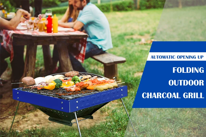 Портативный гриль для барбекю с древесным углем складной домашний карбоновый