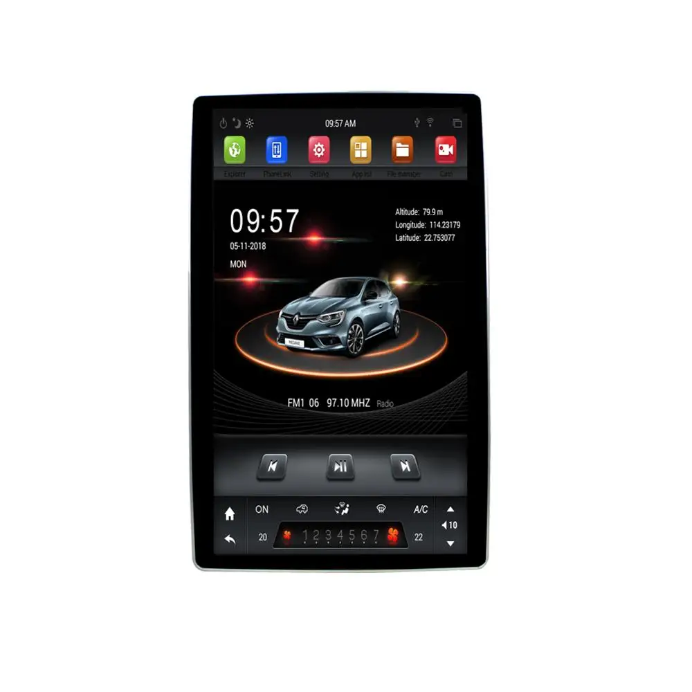 12,8 дюймов Android 8,1 tesla Вертикальный стиль автомобильный dvd-плеер gps универсальный 4G ram 100 градусов rotable Навигация стерео PX6 carplay