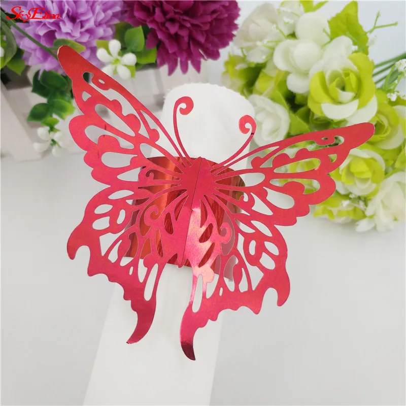 100 шт. бумажные кольца для салфеток с жемчугом|napkin rings|serviette holderbutterfly napkin rings |