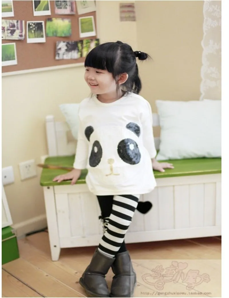 Коллекция 2017 года комплект для девочек корейский Детский костюм с рисунком панды