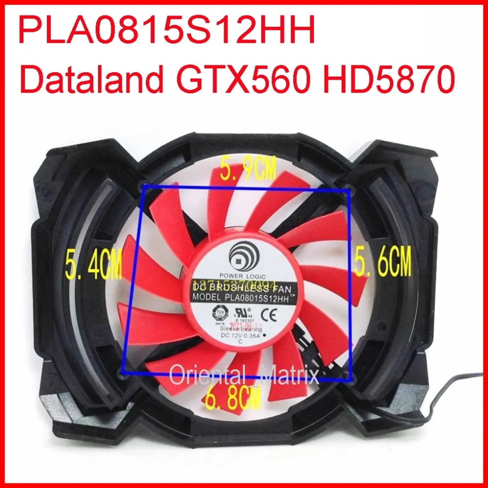 Бесплатная доставка, пластина 08015s12hh 12 В 0,35 а 54x59x56x68 мм для Dataland GTX560 HD5870, охлаждающий вентилятор для видеокарты, 2 провода, 2 контакта