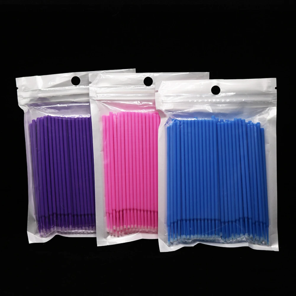 Щетка с микроаппликатором 100 шт. одноразовых палочек из микрофибры ватные