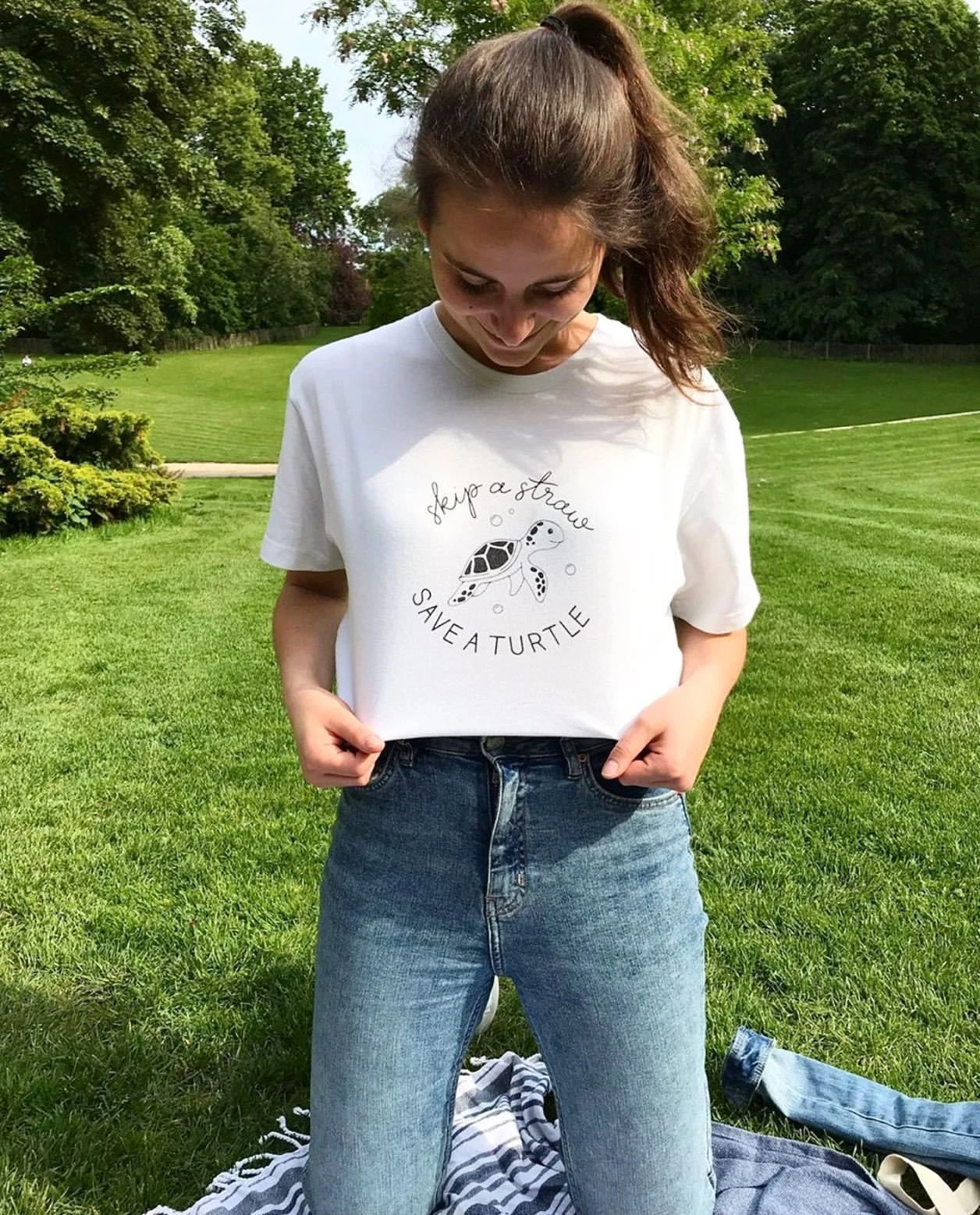 Skip A Straw Save Turtle Graphic Women Tshirt Sea Protect Slogan T Shirt Grunge Crewneck T-shirt Summer Fashion Tumblr Tees | Женская