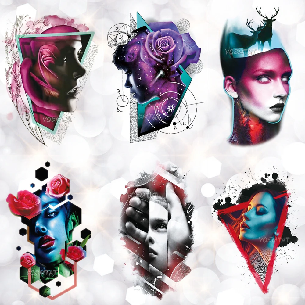 Водостойкая Временная тату наклейка розовая Галактика звездное небо для девушек