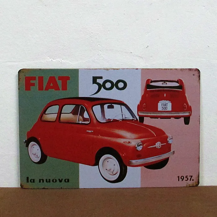50 шт./лот металлический знак потертый шик FIAT 500 автомобиль железная живопись Бар