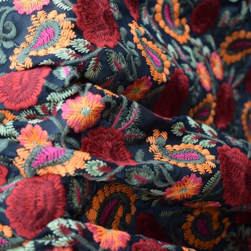 Модный народный стиль компьютер вышитые кружева ткань для платья Tecidos Para Roupa Tissu au