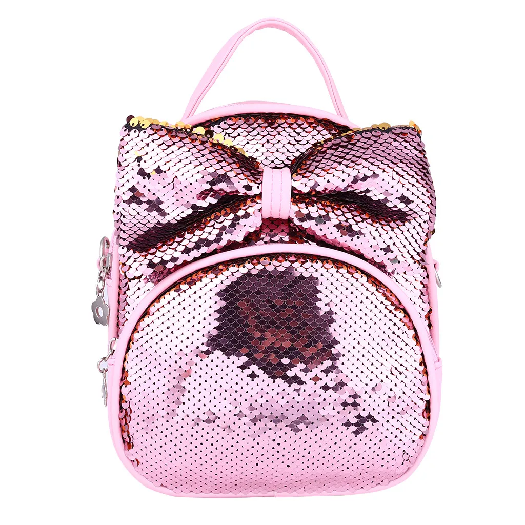 pink Детские школьная сумка, очаровательные модные блестки бант Повседневные детские плечи сумка Детский рюкзак мальчик девочка Школьные сумки подарок для детей рюкзак - Цвет: pink
