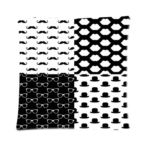 Моде разработанный бесшовные узоры Губы Очки Усы Шляпы молнии бросок наволочка