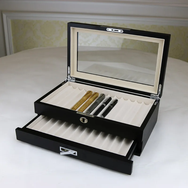 Деревянная ручка коробки для 24 шт. перьевой дисплей и дерева коробка хранения High