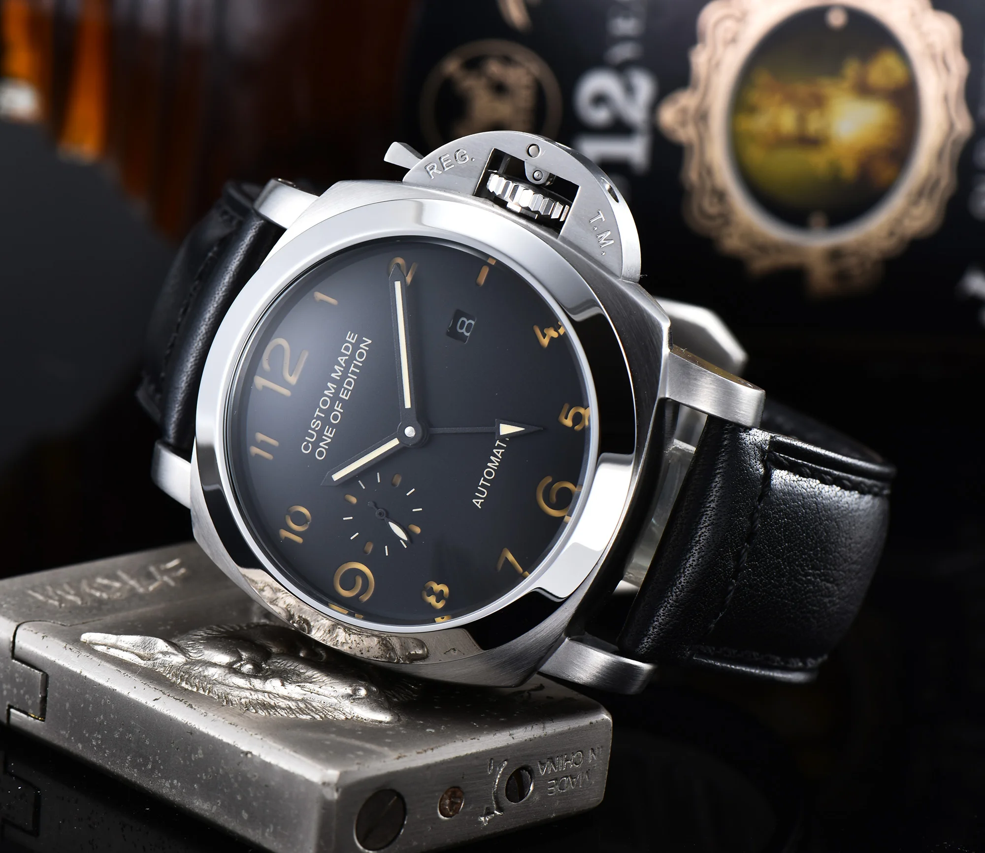 Часы GMT BOMAX 44 мм серебристый чехол из нержавеющей стали с автоматическим