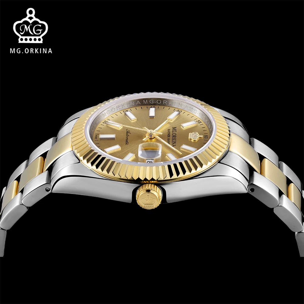 Мг. Мужские Водонепроницаемые механические наручные часы с чехлом из