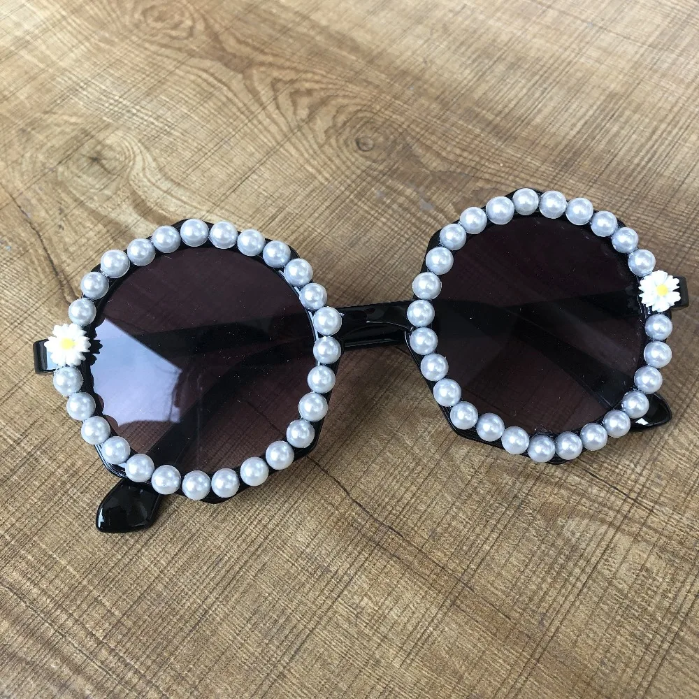 Очки солнцезащитные женские с жемчужинами и круглыми линзами|Женские очки| |