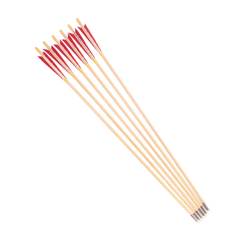 Стрельба из лука ручной работы деревянная Стрела/w настоящие турецкие перья 25 50