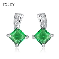 fxlry hot selling elegant silver color classic square zircon earrings for girl to gift fashion jewelry