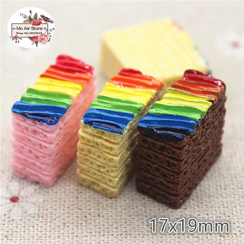 

10pcs Resin kawaii Rainbow Cake flat back Cabochon Art Supply Decoration Charm Craft DIY 17mm