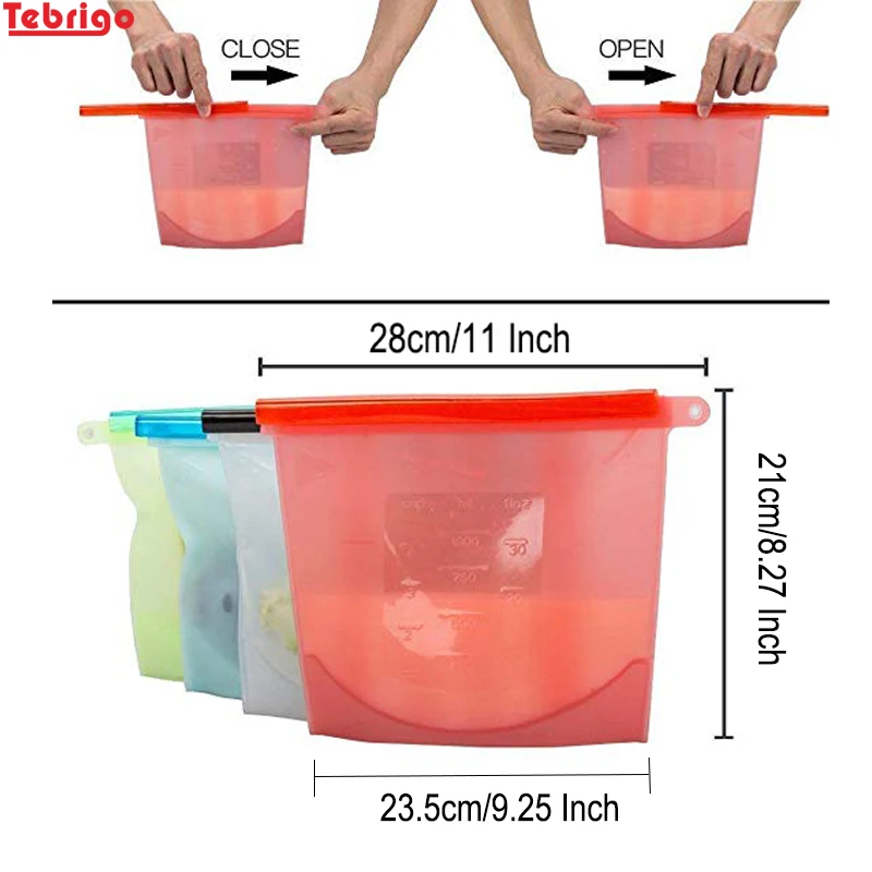 Tebrigo сумки для морозильной камеры многоразовые Ziplock силиконовые вакуумные