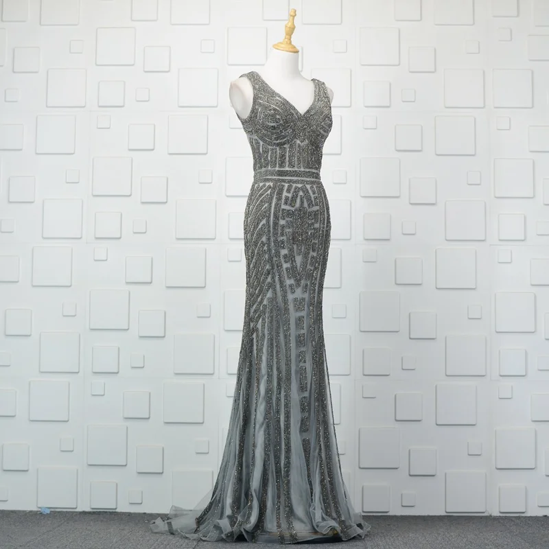 Благородные WEISS Длинные Серые Выпускные платья 2019 vestido de festa роскошное Русалка без