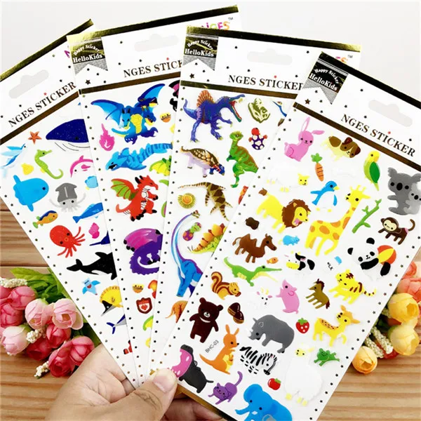 Girls Boys Cartoon Decorative Sticker Sheet Children DIY Stickers Epoxy Hot Stamping Decors Student Reward Party Favors | Игрушки и