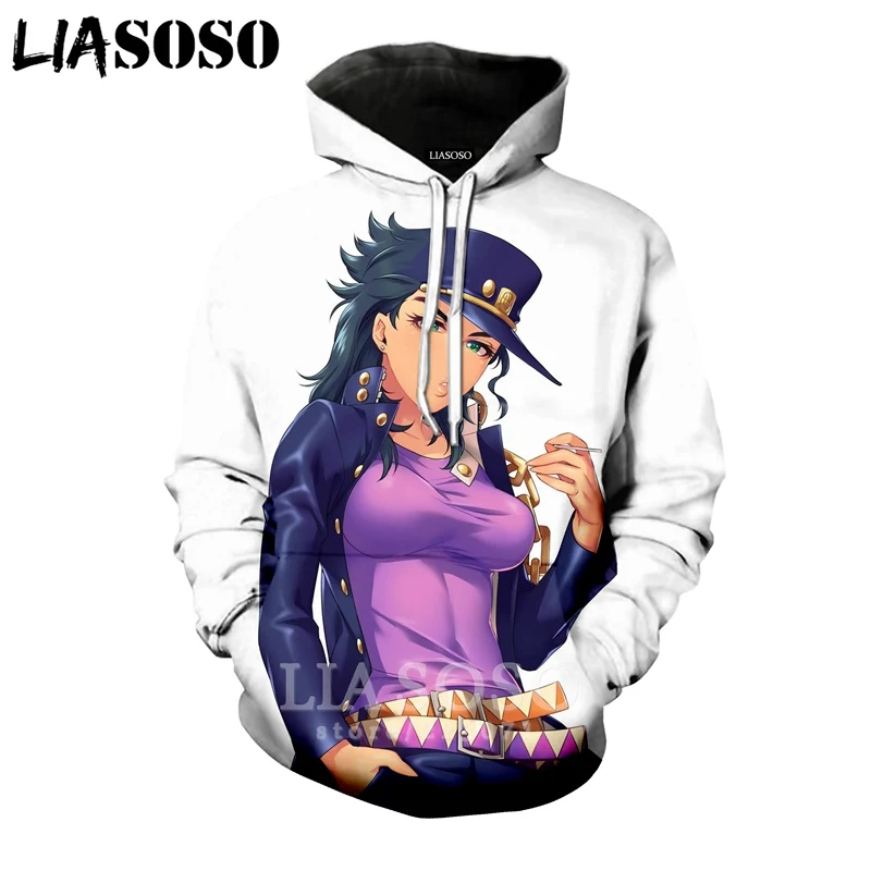 LIASOSO, зимняя мужская и женская толстовка Higashikata Josuke, 3D принт, JoJo, Необычные приключения, толстовки с длинным рукавом, топ, пуловер, B051-11 - Цвет: 27