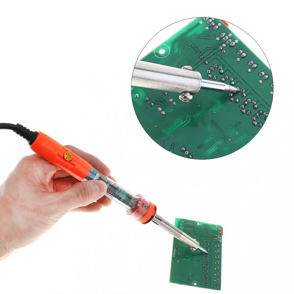 220V 60W External Heat Electric Soldering Iron Adjustable Temperature Welding Solder Station Support 0.5-1.2mm Wire EU Plug | Инструменты