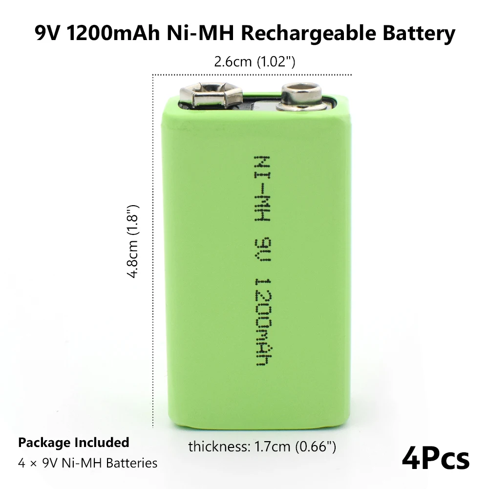 4pcs POSTHUMAN по низкой цене и с высоким качеством 9V 1200mAh аккумуляторная батарея для инструментов никель-металл-гидридных аккумуляторных батарей для игрушек дыма - Цвет: 4pcs