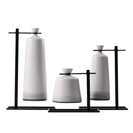 Новый китайский Стиль светильник роскошная металлическая рамка с Керамика ваза