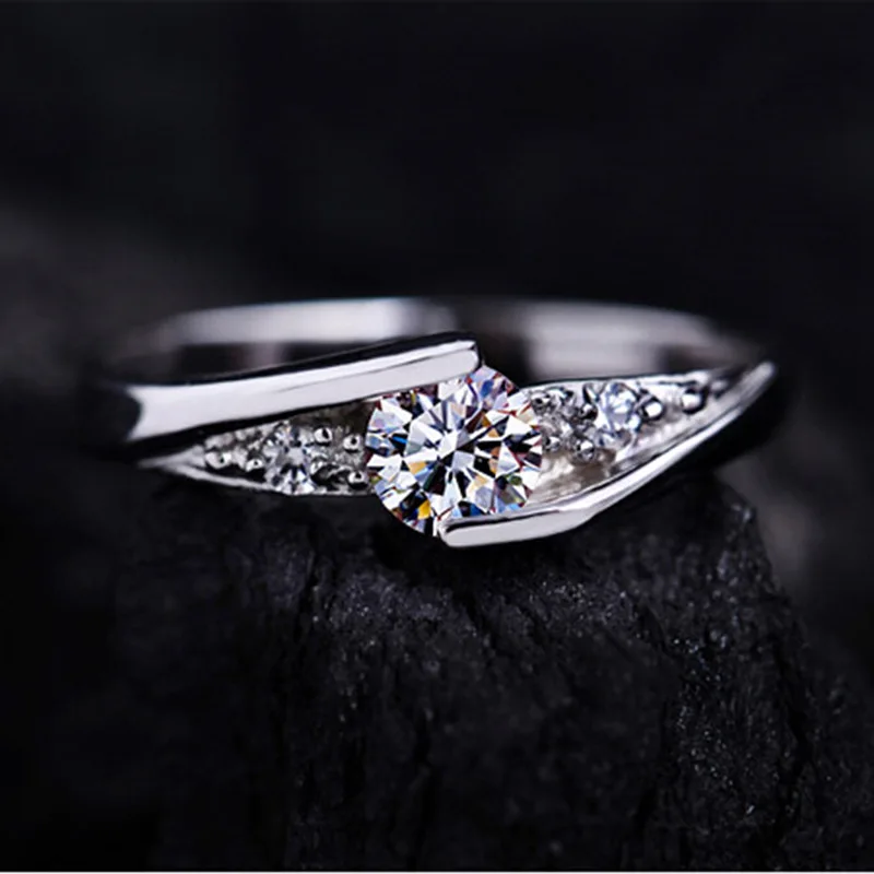 

Yanleyu Elegant 0.5 Carat Cubic Zirconia 925 Silver Color Engagement Rings for Women Wedding Bands Acessories Jewelry PR114