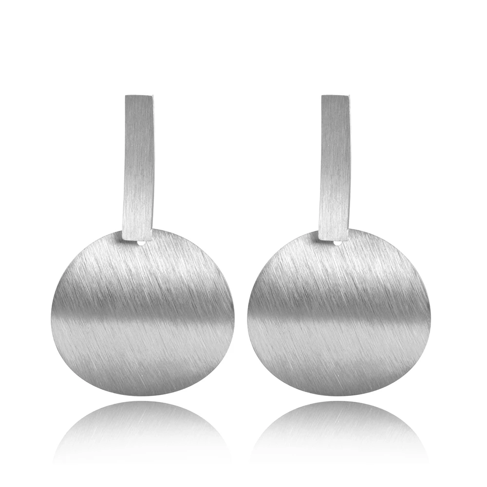 Silver Jeeango матовая поверхность изогнутые геометрические серьги из нержавеющей стали золотой и серебряный цвет ювелирные изделия преувеличенные элементы E18487 - Окраска металла: Silver
