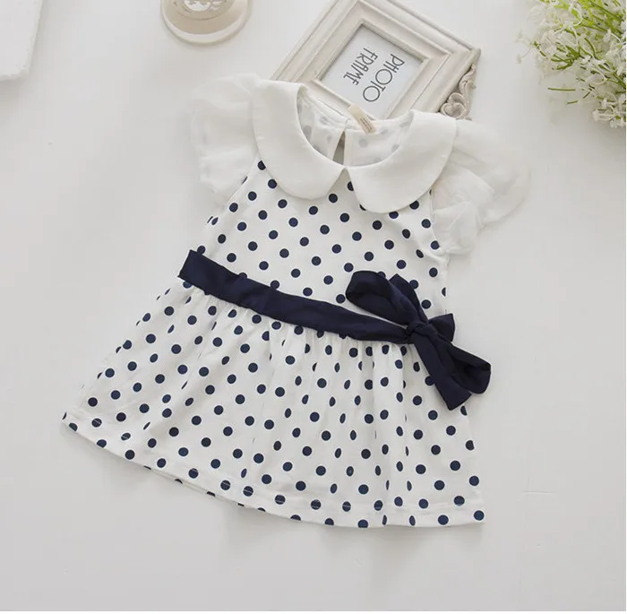 Новое повседневное детское платье в горошек с бантом из 100% хлопка консервативном