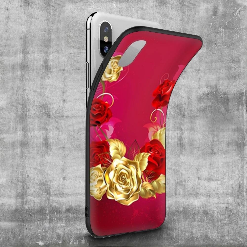 Чехол Lavaza Artist с принтом розовых и золотых роз для iPhone 12 mini 11 Pro XS Max XR X 8 7 6 6S Plus 5 5s se |