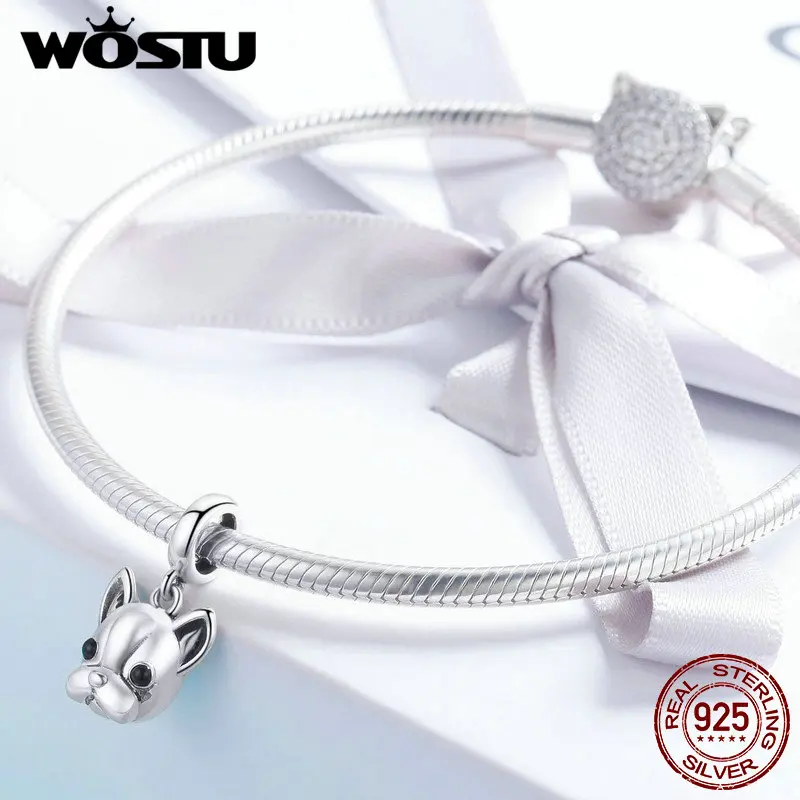 WOSTU Аутентичные 100% стерлингового серебра 925 2020 животных Французский бульдог