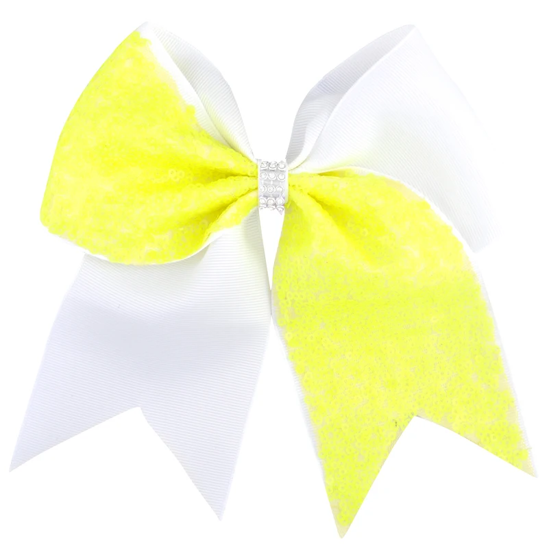 23 Yellow 7 дюймов Большой Cheer лук Девушки Бутик аксессуаров для волос шпильки Заколки Модные Лоскутные бантики для волос с пайетками детские головные уборы - Цвет: 23 Yellow