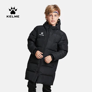 Детская зимняя куртка KELME, длинное однотонное спортивное пальто для тренировок, Детское пальто, верхняя одежда, теплая зимнее пальто с хлопковой подкладкой для мальчиков и девочек, 3883406