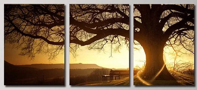 3 шт. (рамка) Искусство солнце дерево Холст Картина маслом постер гостиная картины