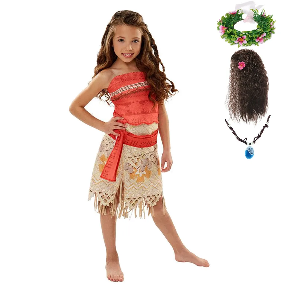 Girls Moana Dress Up Costumes Children Summer Cosplay Outfits Fancy Clothing For Kids Halloween Party 2019 Hot Sales Beach Dress