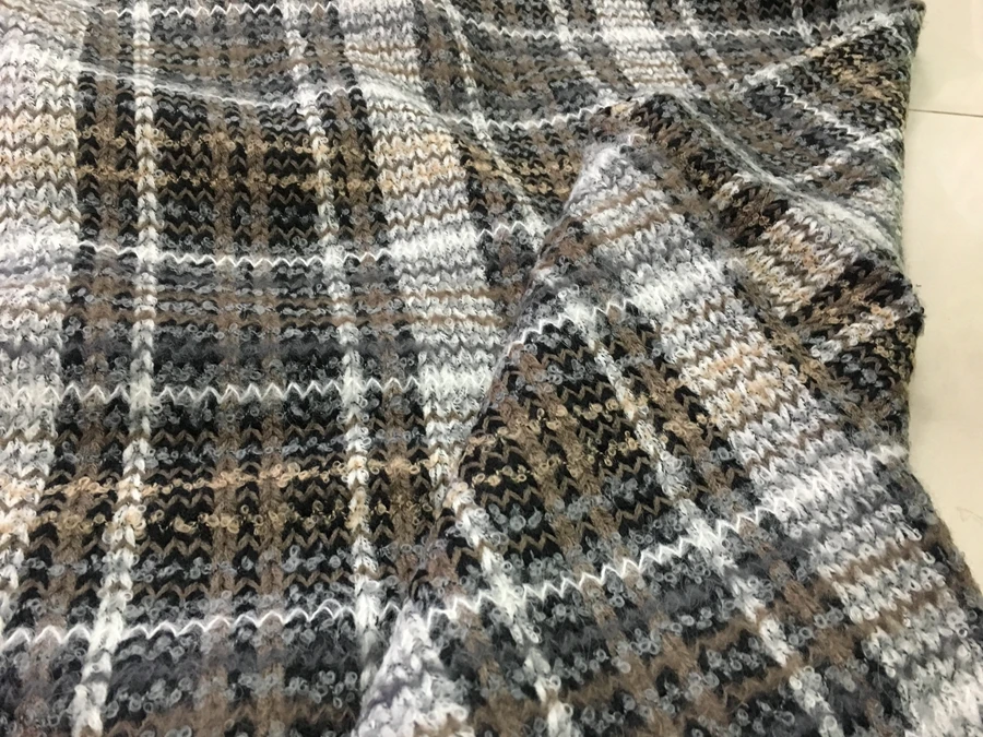 free ship tweed fabric beige color 50% wool brown and camel weaved 59&quot wide by meter | Дом и сад