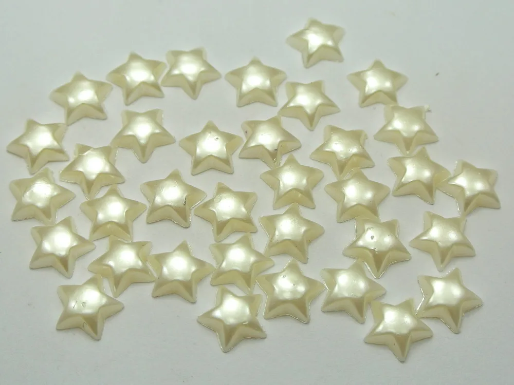 

200 Ivory Acrylic Half Pearl Star Flatback Beads 10mm No Hole