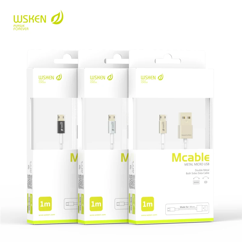 Wsken Двусторонняя Micro USB быстрая зарядка из металла кабель синхронизации данных