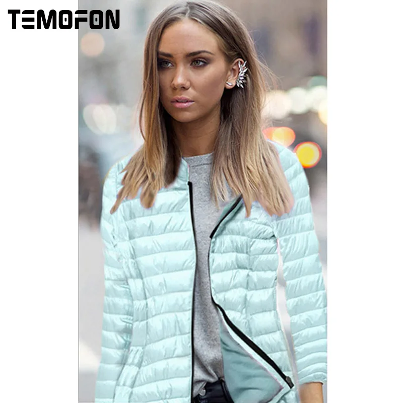 TEMOFON осень короткие Для женщин Базовая куртка свет тонкий хлопок с капюшоном