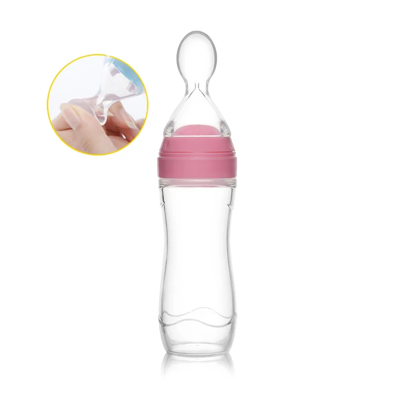 Morsafe 120ml Safety Silicone Baby Bottle With Spoon Food Supplement Rice Cereal Bottles Squeeze Milk Feeding Cup | Мать и ребенок