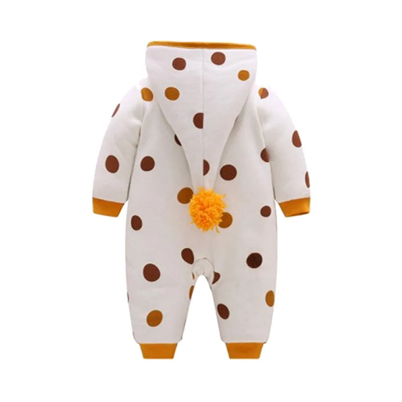 Модный Детский комбинезон для новорожденных зимний плотный теплый в горошек с