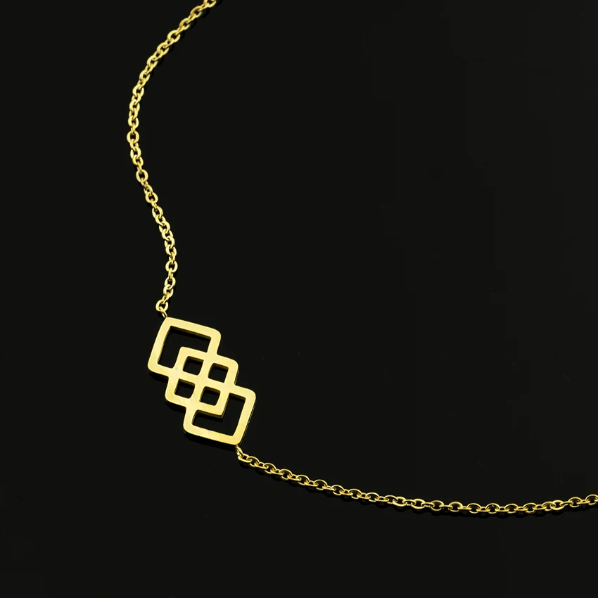 Girlfriend Birthday Gift Ideas Geometric Link Chain Stainless Steel Bracelet Charms Couple Bracelets For Women Men Jewelry | Украшения и