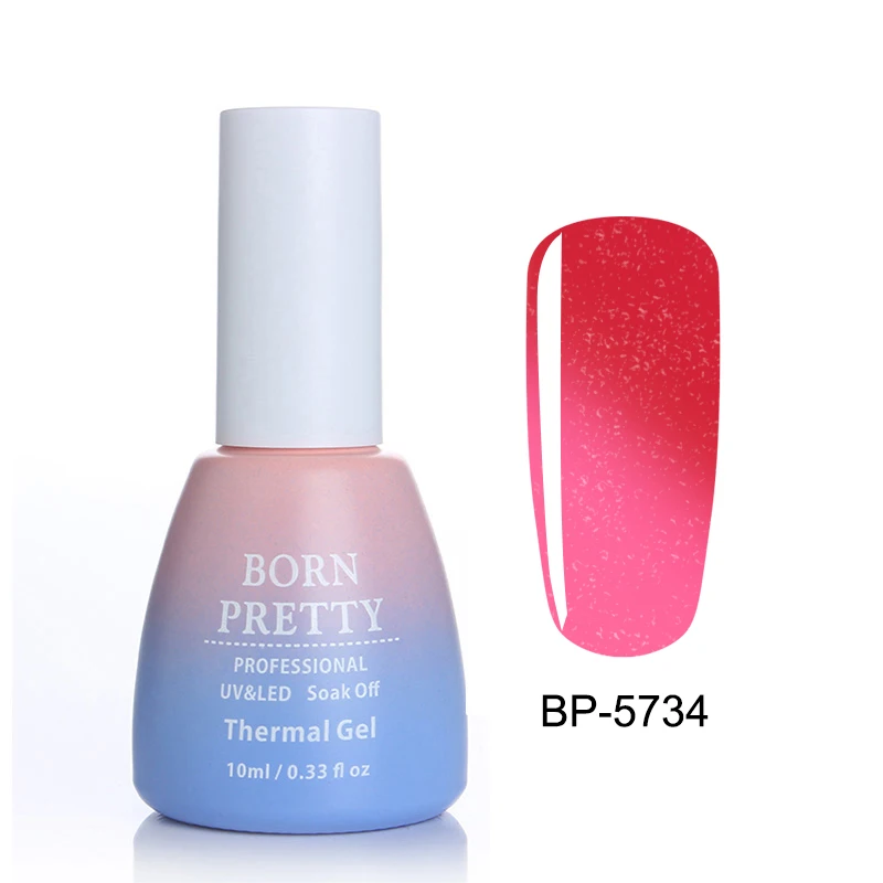 BP-5734 BORN PRETTY, 10 мл, блестящий термальный гель для ногтей, меняющий цвет, яркий, замачиваемый, УФ светодиодный Гель-лак для маникюра, Гель-лак - Цвет: BP-5734