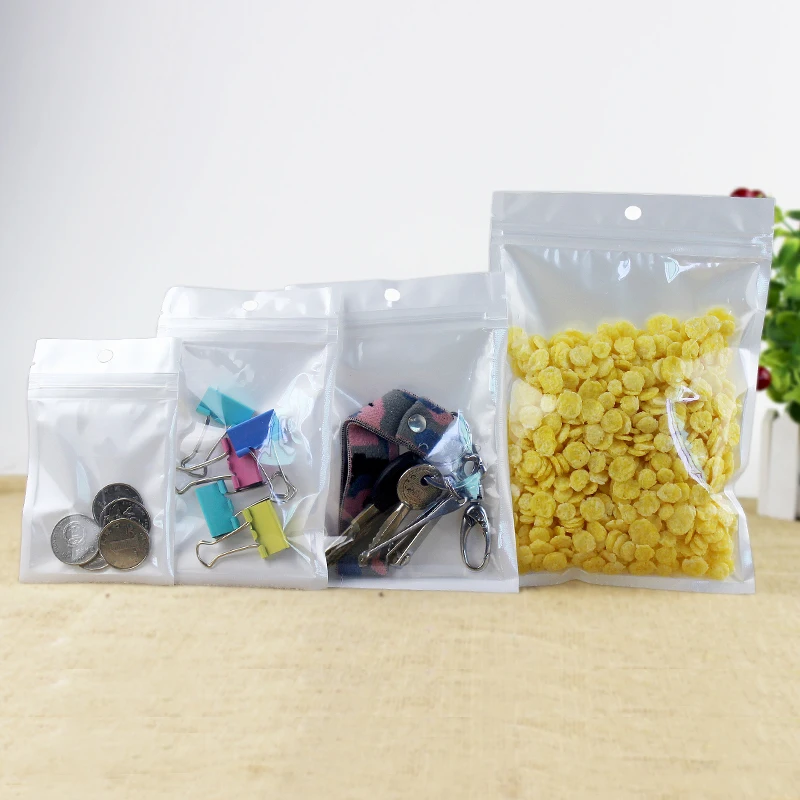 100 шт/партия 26*34 см белая полупрозрачная БОПП жемчужная пленка ziplock сумка