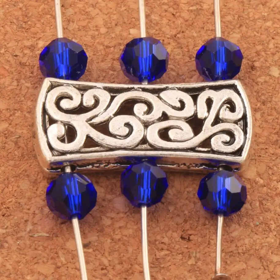 

3 Strand Spacer Bar with Vine Motif 15PCS Antiqued Silver Zinc Alloy 12x26mm L511