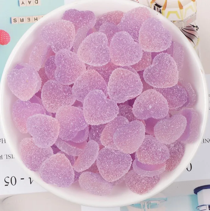 10 шт. Kawaii плоские резиновые кабошоны моделирование конфеты, продукты милое в форме сердечек Конфеты DIY Украшение для вечеринки части
